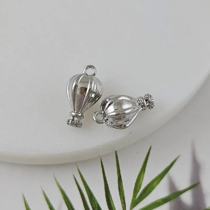 Подвеска Воздушный шар 15х8.6 мм с фианитами, родиевое покрытие (9956-Р)