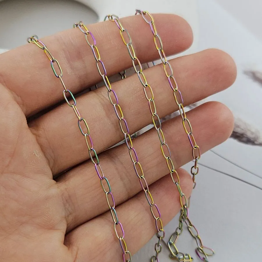 50 см Цепь тонкая 2.5 мм, нержавеющая сталь, радужная гальваника (9814) купить с доставкой по России | Интернет-магазин Viva Beads