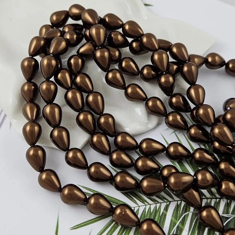 1 шт. Жемчуг майорка 10х14 мм капля, коричневый (1003) купить в Воронеже | Заказать в интернет-магазине Viva Beads
