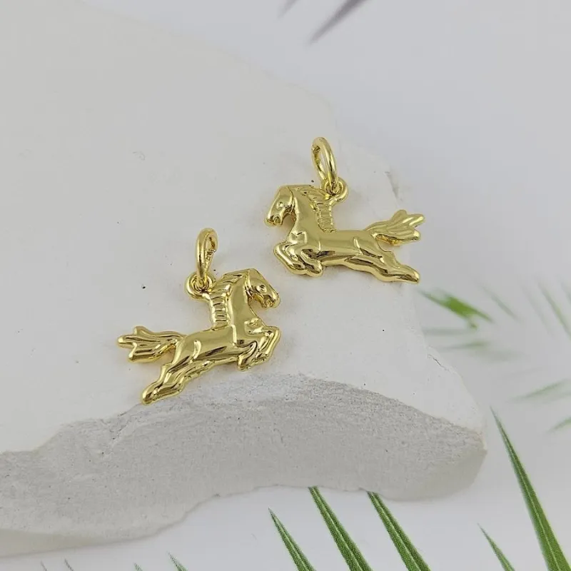 Подвеска Лошадь 9.2x13 мм, позолота 14К (9987-З)