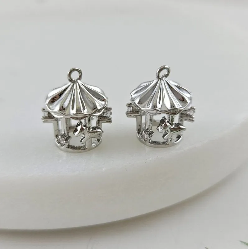 Подвеска Карусель 12.6x10 мм с фианитами, родиевое покрытие (10011-Р)