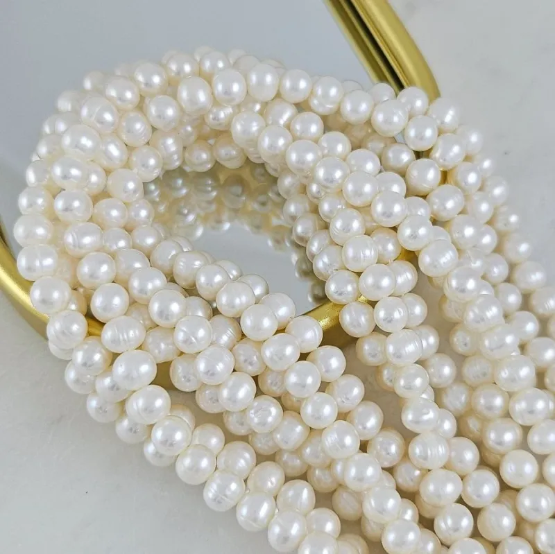 Жемчуг речной натуральный 5.5-6.5 мм, форма картофель, АА, белый (8129) купить с доставкой по России | Интернет-магазин Viva Beads