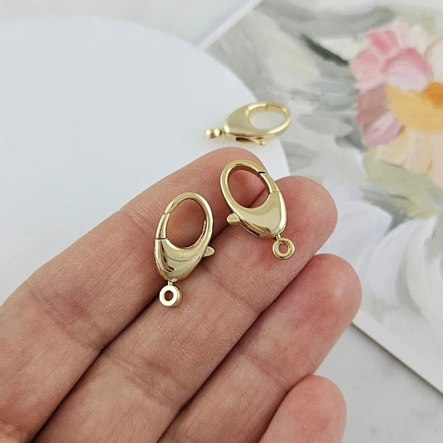 Замок карабин 20х10.8 мм позолота 14К (8387-З) замок для украшений купить с доставкой по России | Интернет-магазин Viva Beads