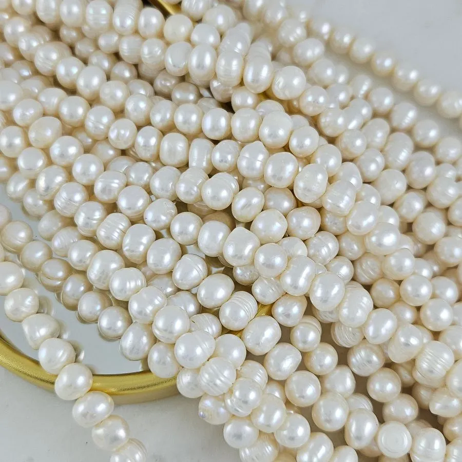 Жемчуг натуральный речной 6.5-8 мм А+, форма картофель, белый (8809) купить с доставкой по России | Интернет-магазин Viva Beads