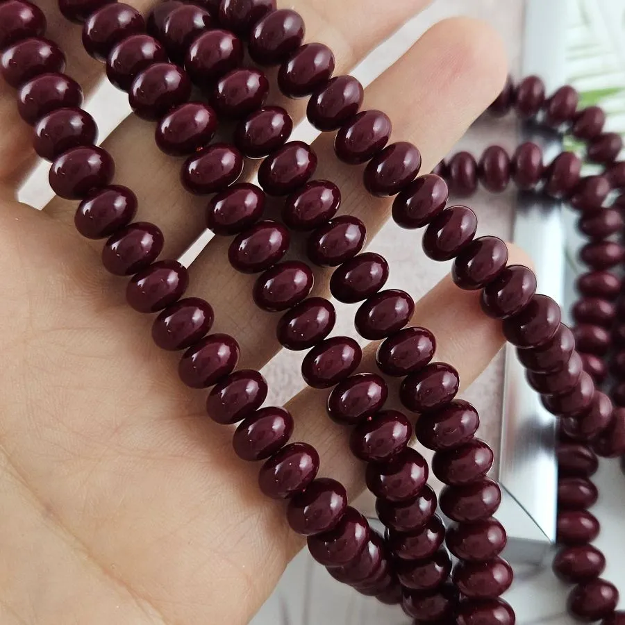 1 шт. Жемчуг майорка рондель бусины 8х5.6 мм, бордовый (10083-8) купить с доставкой по России | Интернет-магазин Viva Beads