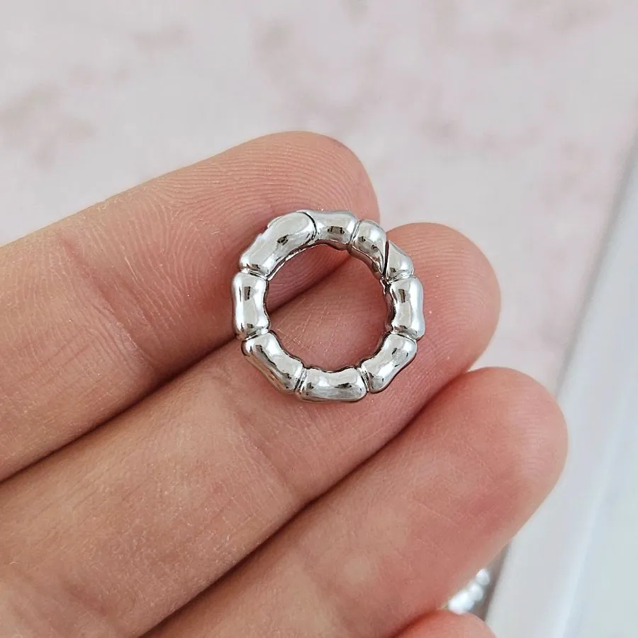 Замок круглый карабин 15x3 мм Бамбук, родиевое покрытие (10181-15-Р) замок для украшений купить с доставкой по России | Интернет-магазин Viva Beads