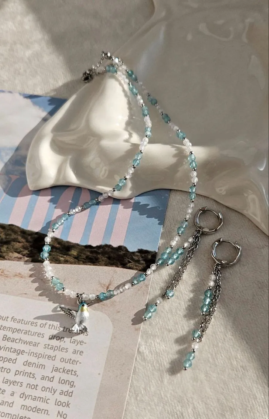 Лазурная мечта — набор для создания комплекта украшений из апатита и фианитов (НАБОР-76) купить с доставкой по России | Интернет-магазин Viva Beads