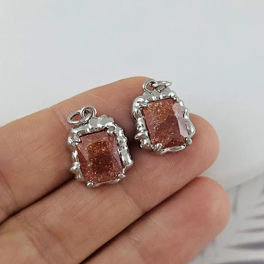 Подвеска 16.3х13.5 мм с кристаллом кракле, терракотовый, родиевое покрытие (6809-ТЕРР)