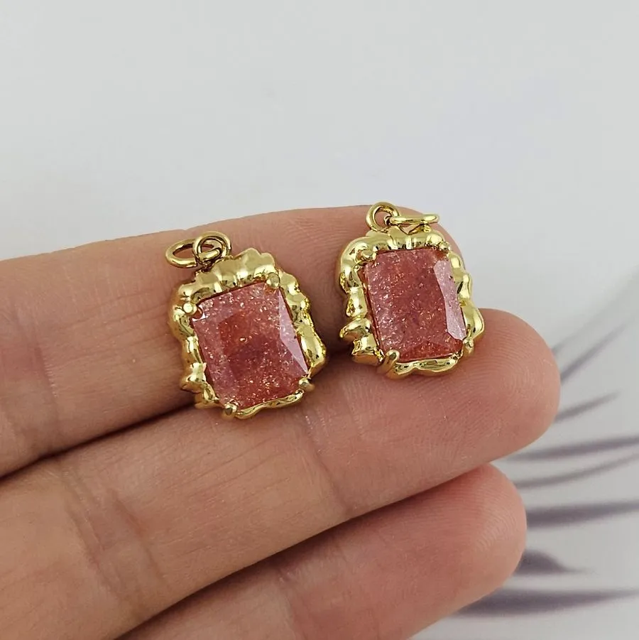 Подвеска 16.3х13.5 мм с кристаллом кракле, терракотовый, позолота 18К (6809-ТЕРЗ)