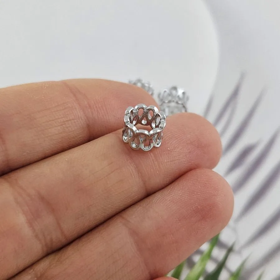 1 шт. Бусина разделитель 7.7х5.1 мм, внутренний d 5.1 мм, родиевое покрытие (10043-Р) купить с доставкой по России | Интернет-магазин Viva Beads