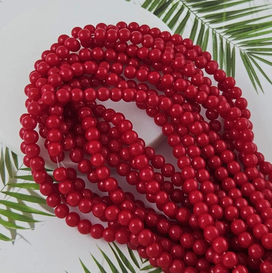 Нить 38 см Бусины стеклянные 6.2 мм, гладкие круглые, красный (9944-6) купить в Воронеже  | Заказать в интернет-магазине Viva Beads
