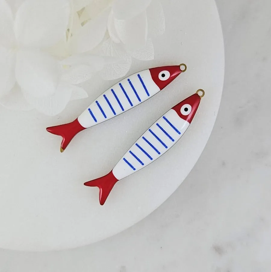 Подвеска Рыба 39.5х7.7х3.3 мм с эмалью, сталь в позолоте 18К (10208-СИН) купить с доставкой по России | Интернет-магазин Viva Beads