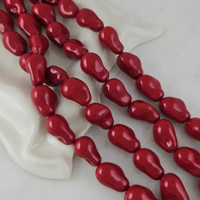 1 шт. Жемчуг майорка 22х15х13.8 мм, форма капля барокко, красный (6430-К) купить с доставкой по России | Интернет-магазин Viva Beads