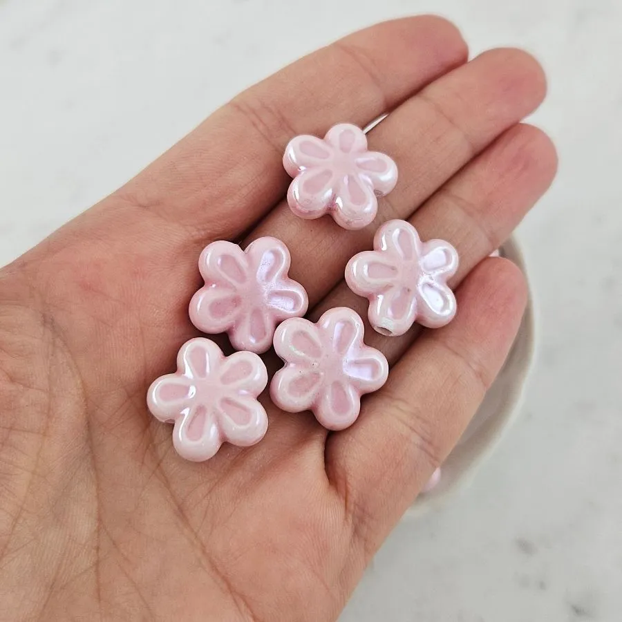 1 шт. Бусина Цветок 18 мм розовый, керамика (6478-18-РОЗ) купить с доставкой по России | Интернет-магазин Viva Beads