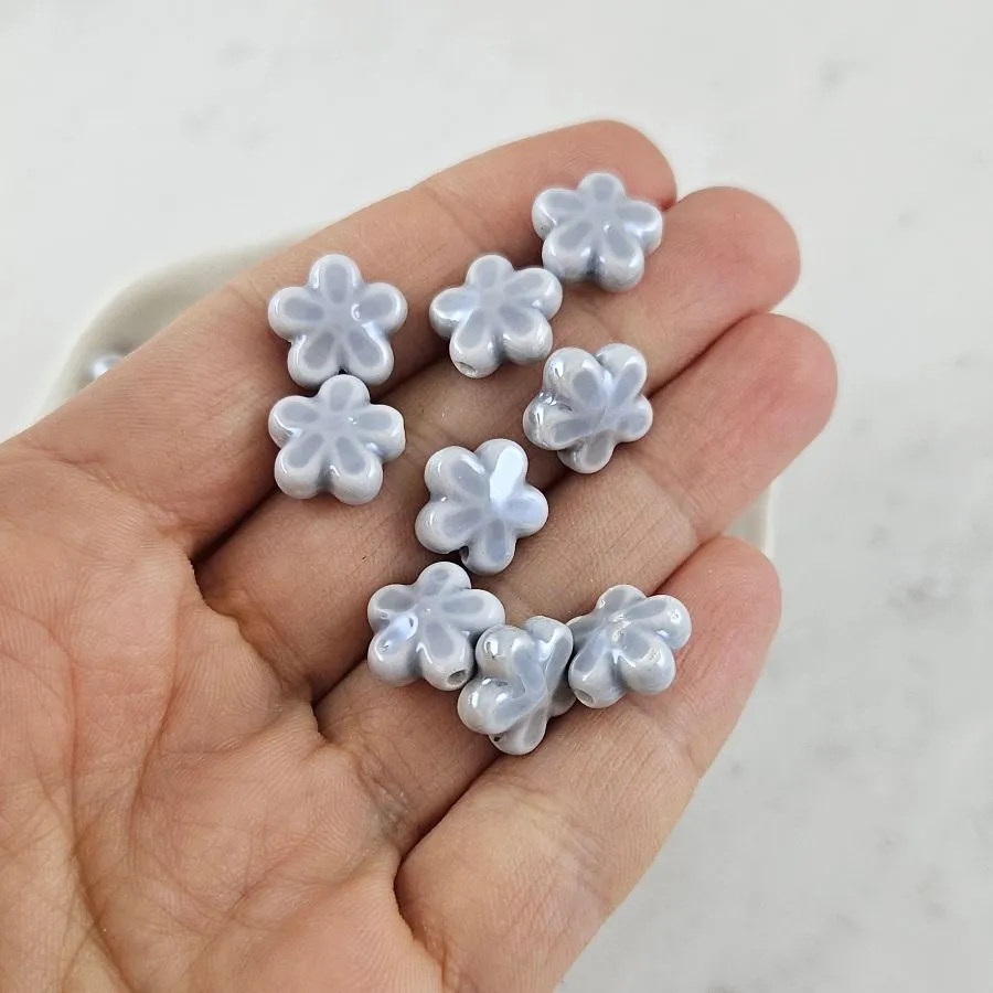 1 шт. Бусина Цветок 11х12 мм серый, керамика (6478-11-СЕР) купить с доставкой по России | Интернет-магазин Viva Beads