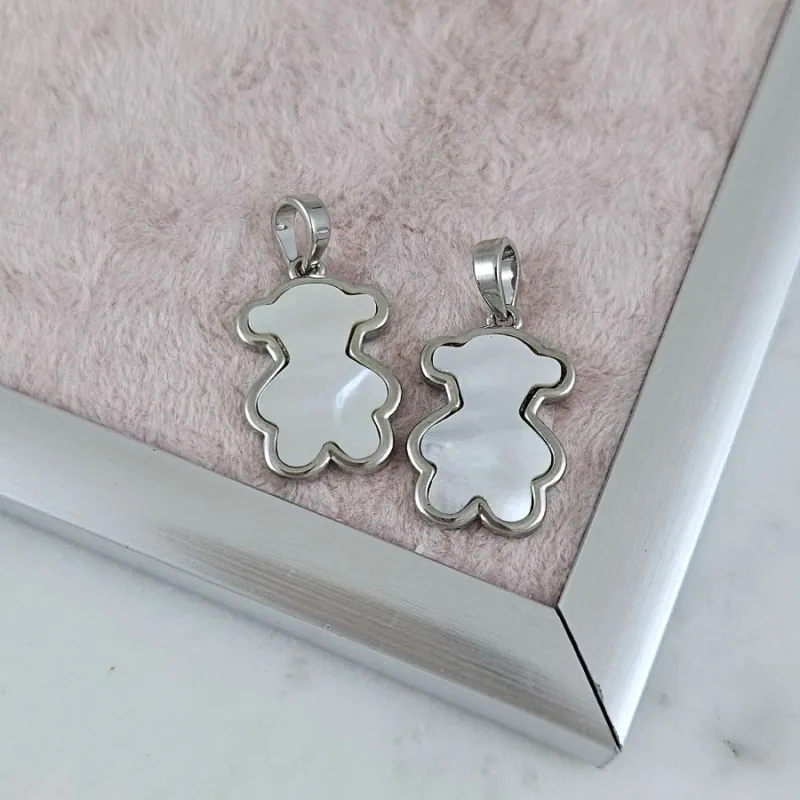 Подвеска Мишка с перламутром 19х12.6 мм родиевое покрытие (10182-Р) купить с доставкой по России | Интернет-магазин Viva Beads