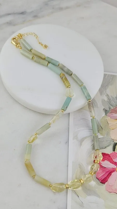 Лимонный бриз: набор материалов для создания чокера из амазонита и лимонного кварца (НАБОР-71) купить с доставкой по России | Интернет-магазин Viva Beads