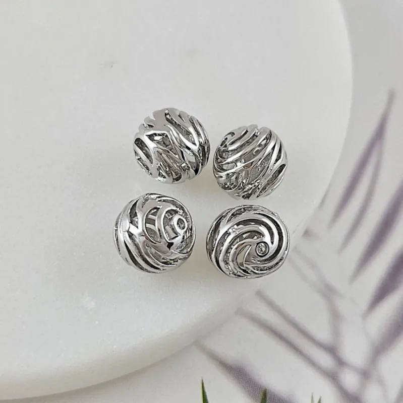 1 шт. Бусина ажурная 9.4х9.7 мм, родиевое покрытие (10045-Р) купить с доставкой по России | Интернет-магазин Viva Beads