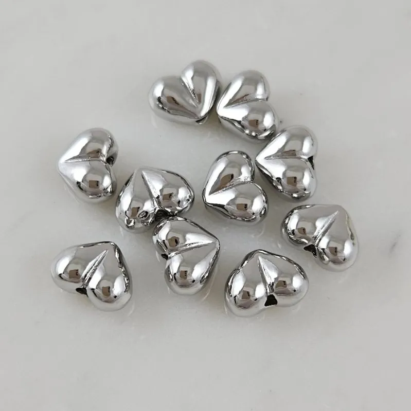 1 шт. Бусина разделитель Сердце 7.5х10х5.3 мм, родиевое покрытие (10108-Р) купить с доставкой по России | Интернет-магазин Viva Beads