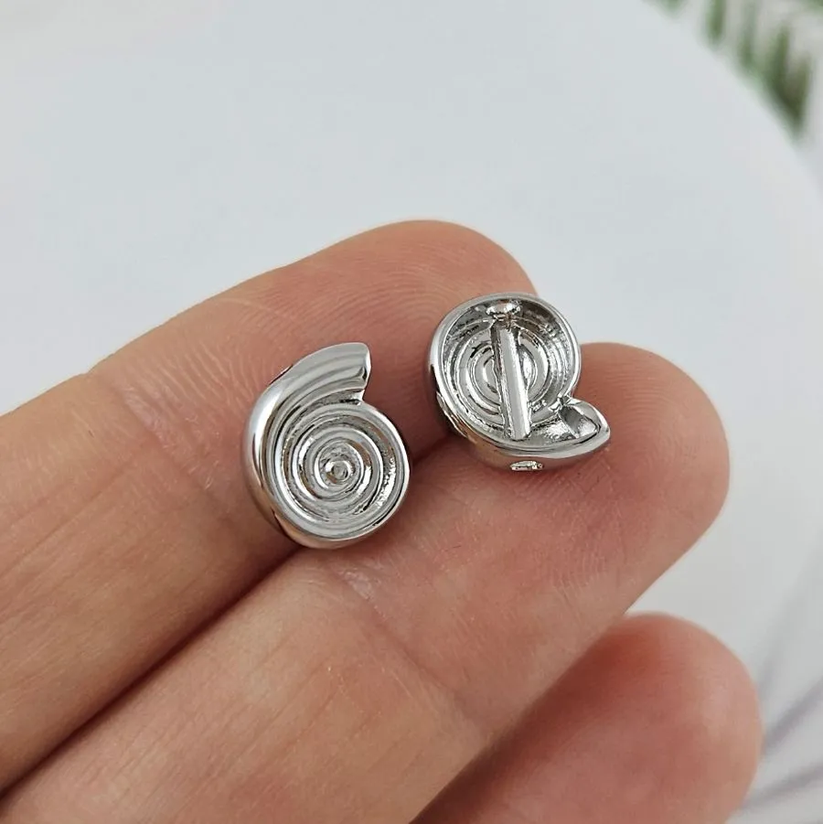 1 шт. Бусина Ракушка 10х8.8х3.7 мм родиевое покрытие (9960-Р) купить в Воронеже | Заказать в интернет-магазине Viva Beads
