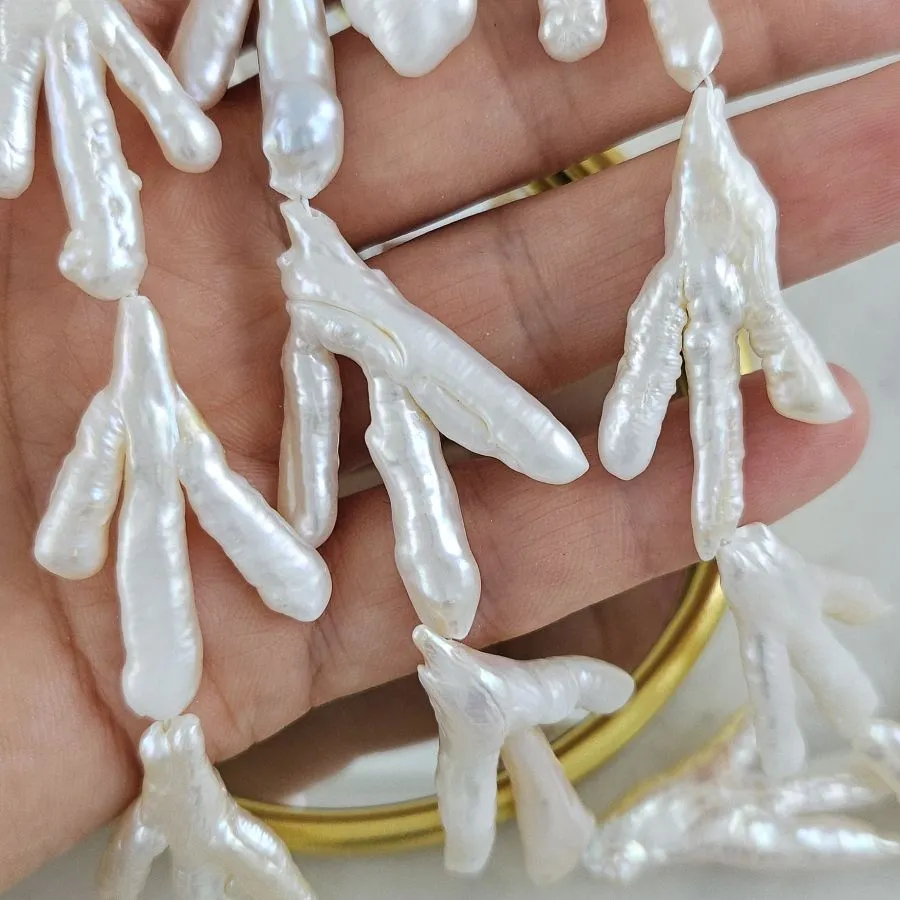 1 шт. Жемчуг речной барокко 34-37х18-26 мм, форма лапка, белый (10293) купить с доставкой по России | Интернет-магазин Viva Beads