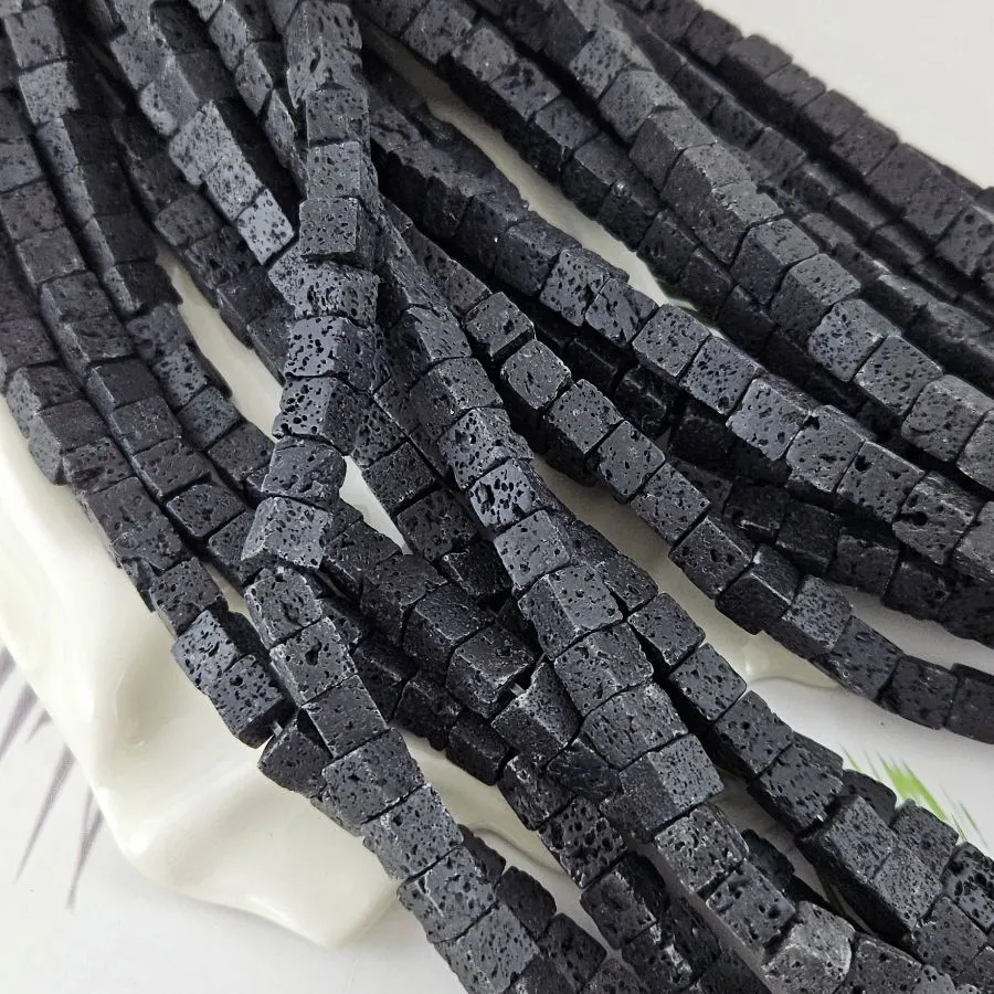Нить 19 см Лава натуральная бусины куб ок. 8.5 мм черный (4559-8) купить в Воронеже | Заказать в интернет-магазине Viva Beads
