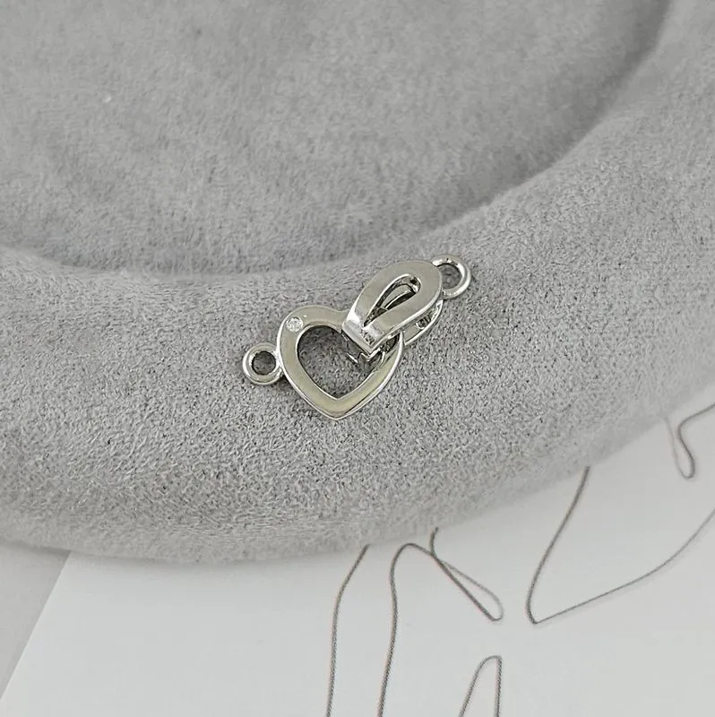 УЦЕНКА Замок Сердце мини 18 мм с фианитом, родиевое покрытие (9432-Р-УЦ)