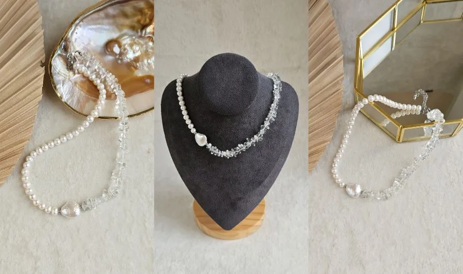 Чокер «Лунный прибой»: нежность жемчуга и блеск хрусталя за 40 минут
