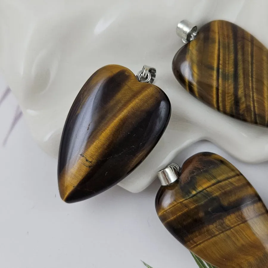 Тигровый глаз подвеска кулон сердце ок. 40х25.5х9 мм (10001-ТГ) купить в Воронеже | Заказать в интернет-магазине Viva Beads
