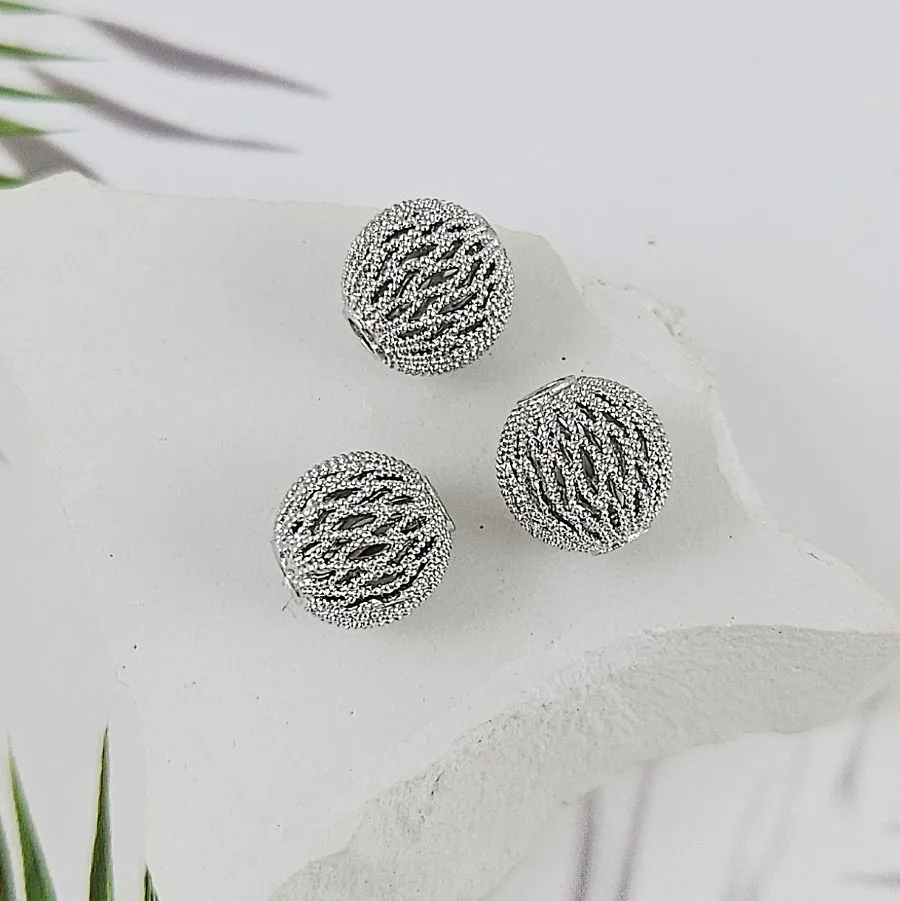 1 шт. Бусина 10 мм ажурная, родиевое покрытие (9979-Р) купить в Воронеже | Заказать в интернет-магазине Viva Beads
