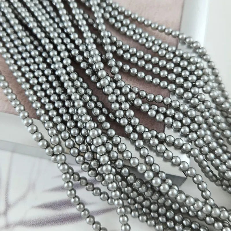 Нить 39 см Жемчуг Майорка ок. 2.6 мм круглые бусины, серый (6330-2) купить с доставкой по России | Интернет-магазин Viva Beads