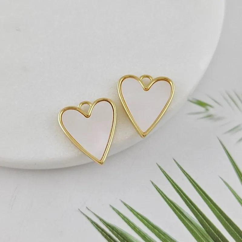 Подвеска Сердце 16.5х14.2 мм с перламутром, позолота 14К (10024-З)