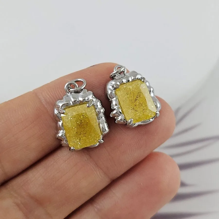 Подвеска 16.3х13.5 мм с кристаллом кракле, желтый, родиевое покрытие (6809-ЖР)