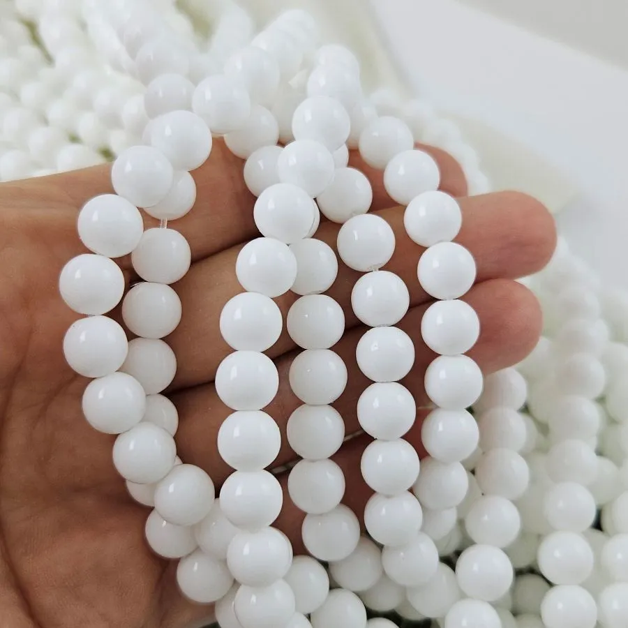 Нить 37 см Агат белый, имитация 10 мм бусина гладкий шар (6864-10) купить в Воронеже | Заказать в интернет-магазине Viva Beads
