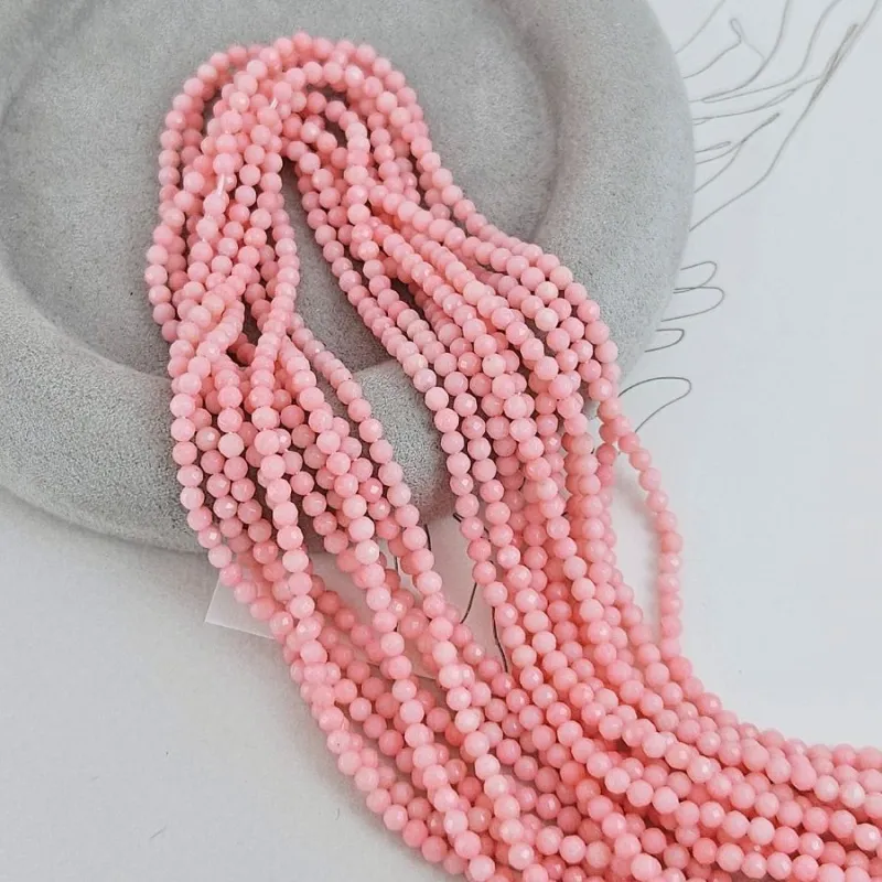 Нить 19 см Коралл натуральный тонированный ок. 3 мм, граненые бусины, розовый (9512-3) для бижутерии купить с доставкой по России | Интернет‑магазин Viva Beads
