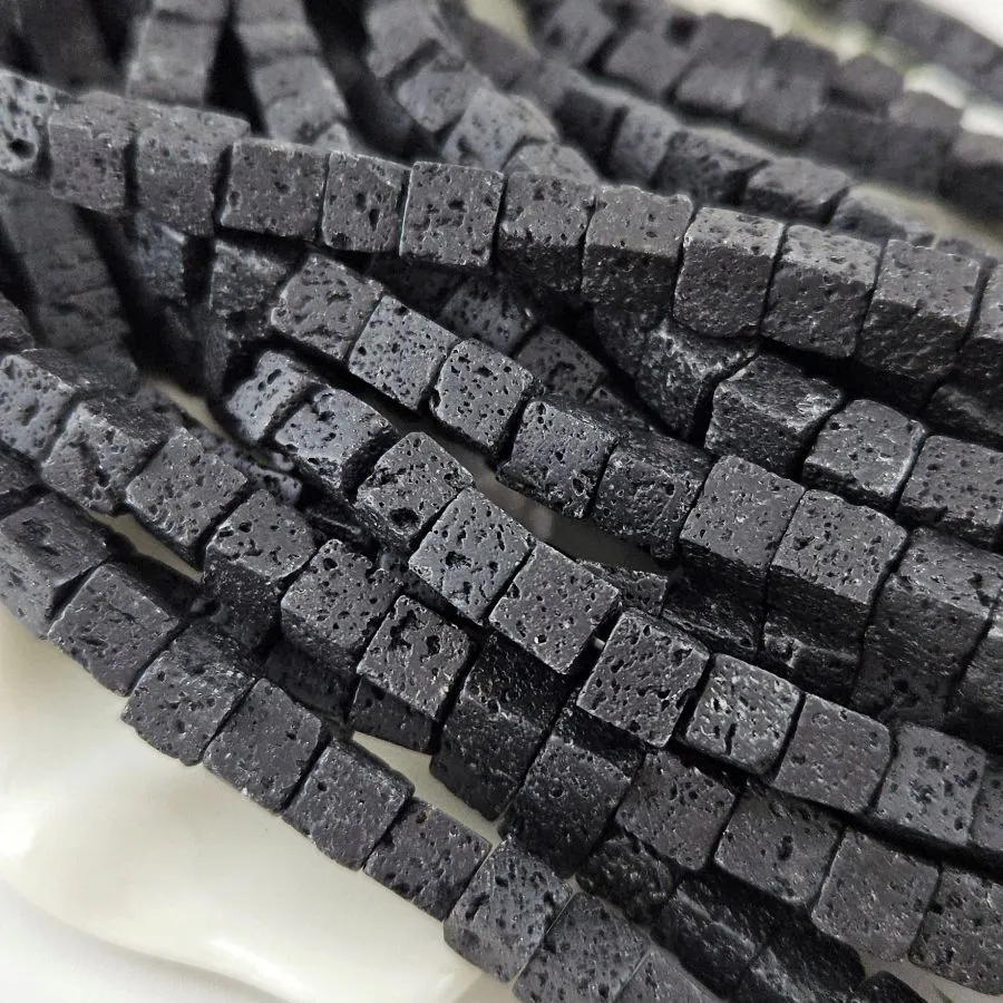 Нить 20 см Лава натуральная бусины куб ок. 6.5 мм черный (4559-6) купить в Воронеже | Заказать в интернет-магазине Viva Beads
