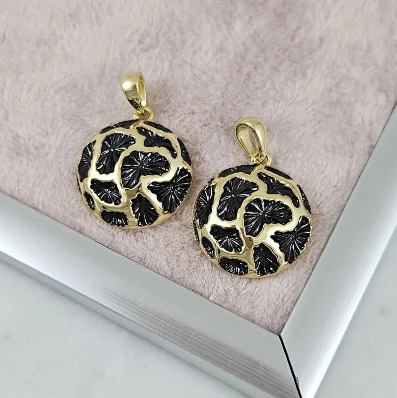 Подвеска круглая объемная 20.5х18.2 мм с черной эмалью, позолота 14К (10187-З) купить с доставкой по России | Интернет-магазин Viva Beads