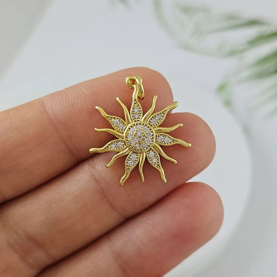 Подвеска Солнце с фианитами 21.8х20 мм позолота 14К (4713-20-З)