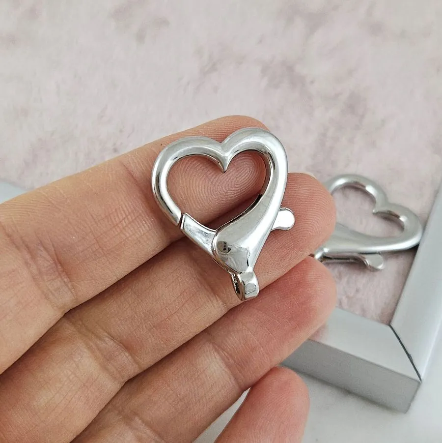 Замок карабин Сердце 25.6х21.5 мм родиевое покрытие (9160-Р)