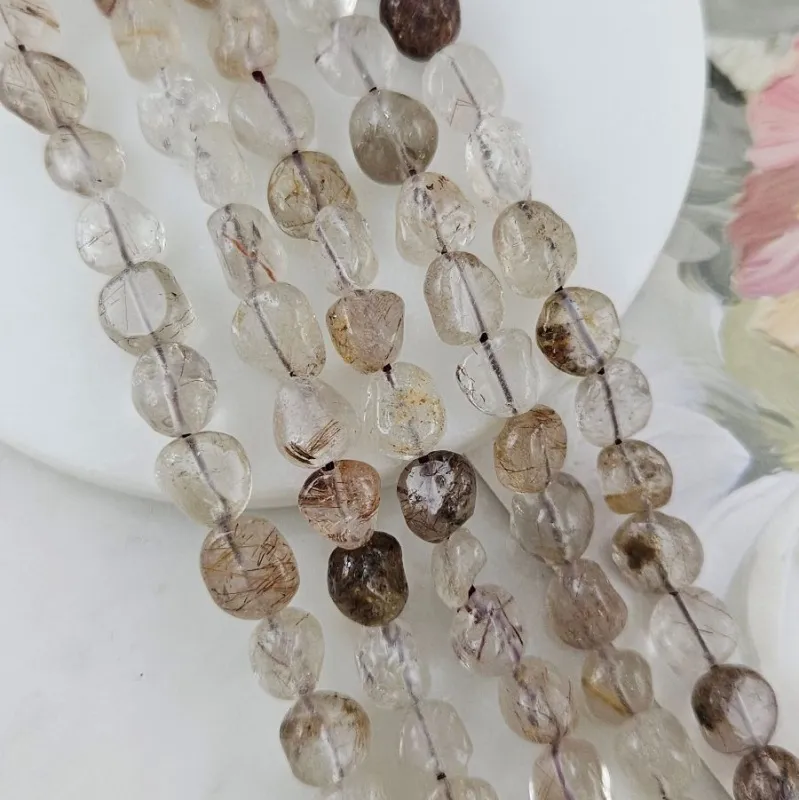 Нить 40 см Кварц рутиловый натуральный 4-8.5х7-9 мм бусины фри форм, галтовка (10160) для бижутерии купить с доставкой по России | Интернет‑магазин Viva Beads
