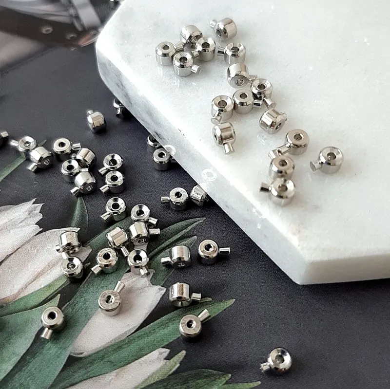 1 шт. Кримп с фиксатором One Touch 3 мм, цилиндр, родиевое покрытие (4089-Р) купить с доставкой по России | Интернет-магазин Viva Beads