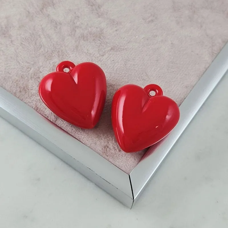 Подвеска Сердце 35.5x32х15.8 мм ярко-красный, акрил (10094) купить с доставкой по России | Интернет-магазин Viva Beads