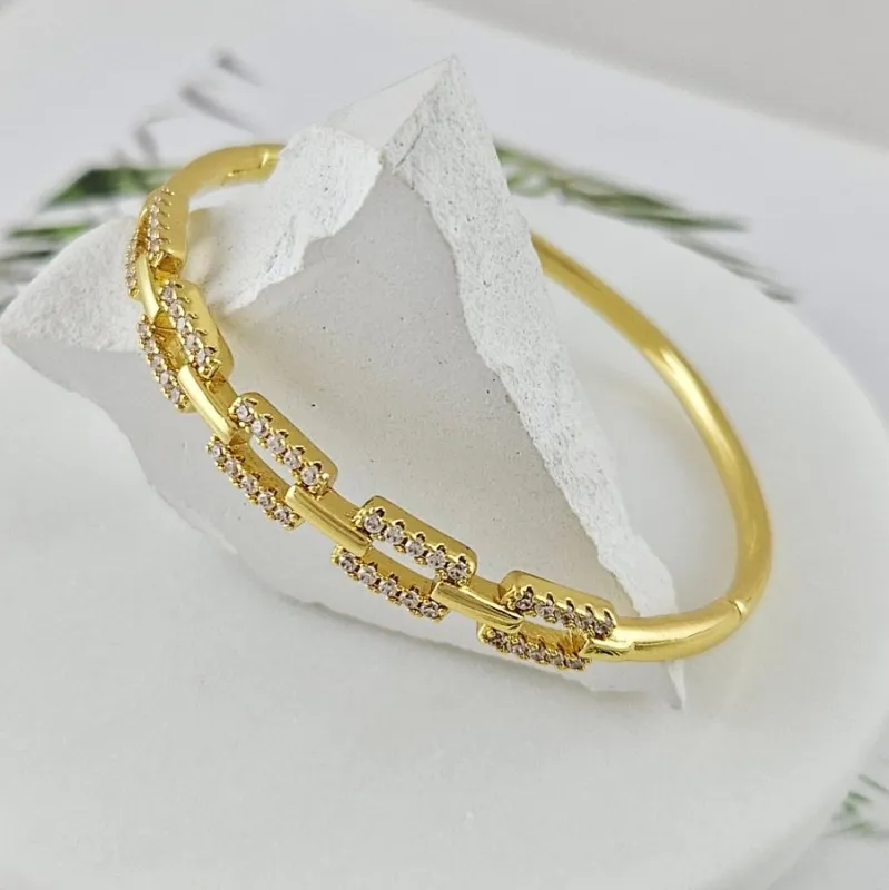 Браслет жесткий 66х56х6.3 мм, позолота 14К (10033-З) купить с доставкой по России | Интернет-магазин Viva Beads