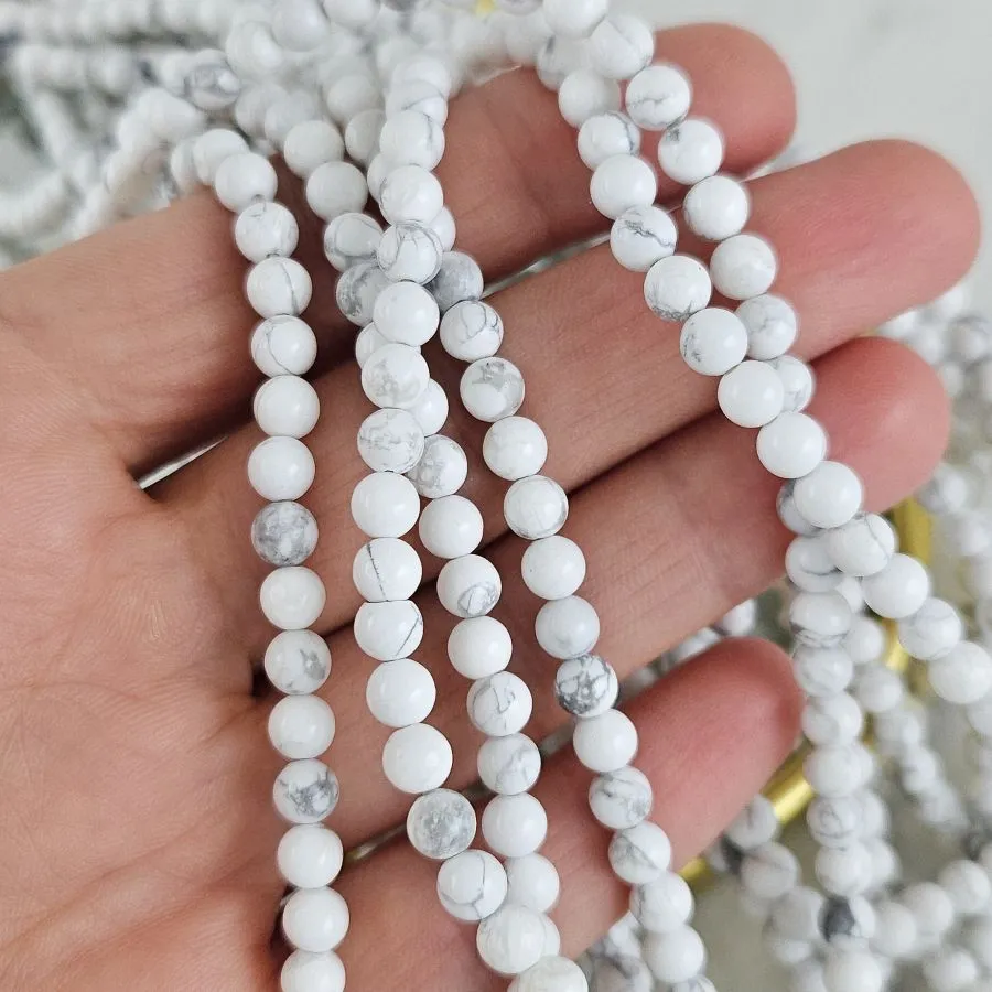 Нить 38 см Говлит натуральный ок. 4.7 мм, бусины гладкий шар (5989-4) для бижутерии купить с доставкой по России | Интернет‑магазин Viva Beads
