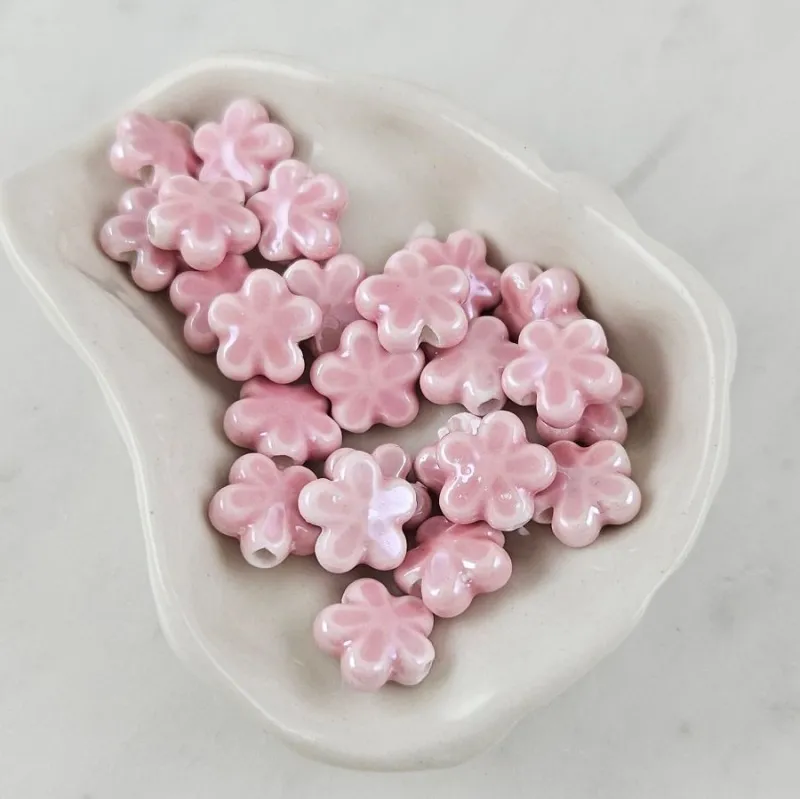 1 шт. Бусина Цветок 11х12 мм розовый, керамика (6478-11-РОЗ) купить с доставкой по России | Интернет-магазин Viva Beads