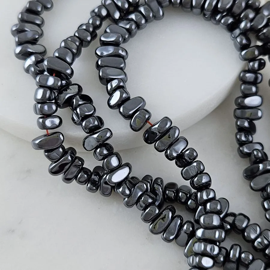 Нить 40 см Гематит, гематин 4-8 мм бусины свободной формы, цвет черный (6791-Ч) для бижутерии купить с доставкой по России | Интернет‑магазин Viva Beads
