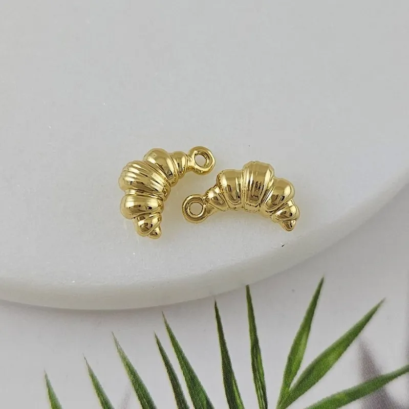 Круассан 12.6x7.3х4.6 мм, позолота 14К (9952-З)