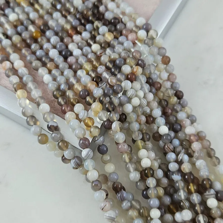 Нить 19 см Агат Ботсвана ок. 4.5  мм гладкие круглые бусины (5982-4) для бижутерии купить с доставкой по России | Интернет‑магазин Viva Beads
