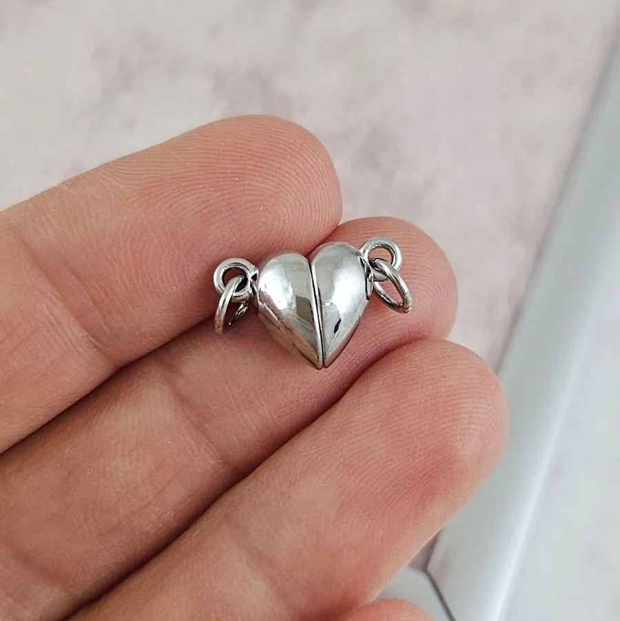 Замок магнитный Сердце 9.5x14.5x6.5 мм цвет платина (8493-П) замок для украшений купить с доставкой по России | Интернет-магазин Viva Beads