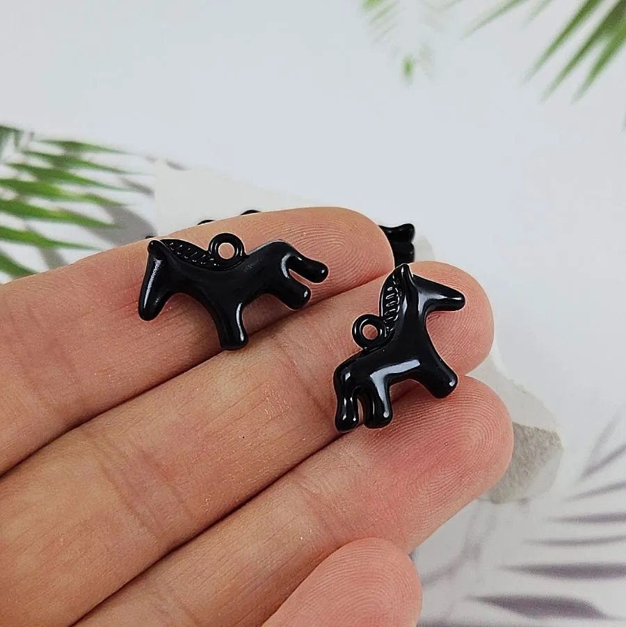 Подвеска Лошадь 14.5x20.2 мм, эмаль, черный (9982-Ч)